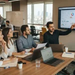 İş zekası dashboard sunumu yapan ekip
