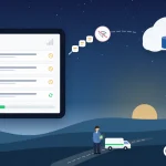 Offline field sales app: orders queued on a tablet on a rural route with no signal, waiting to sync
