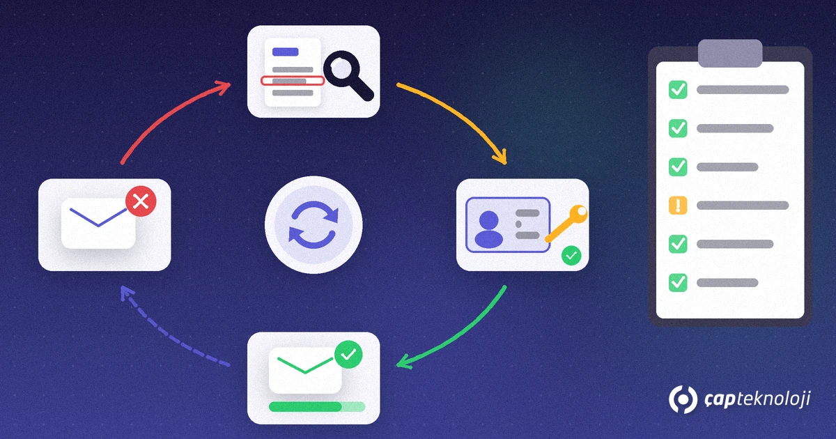 E-invoice fix cycle: rejected envelope, reading the error, fixing the customer card, resending, plus a checklist